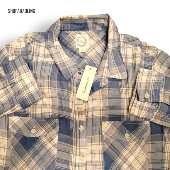 Francesca's - Isabel Plaid Button Down Top Long Sleeve - Large - Picture 5 of 6